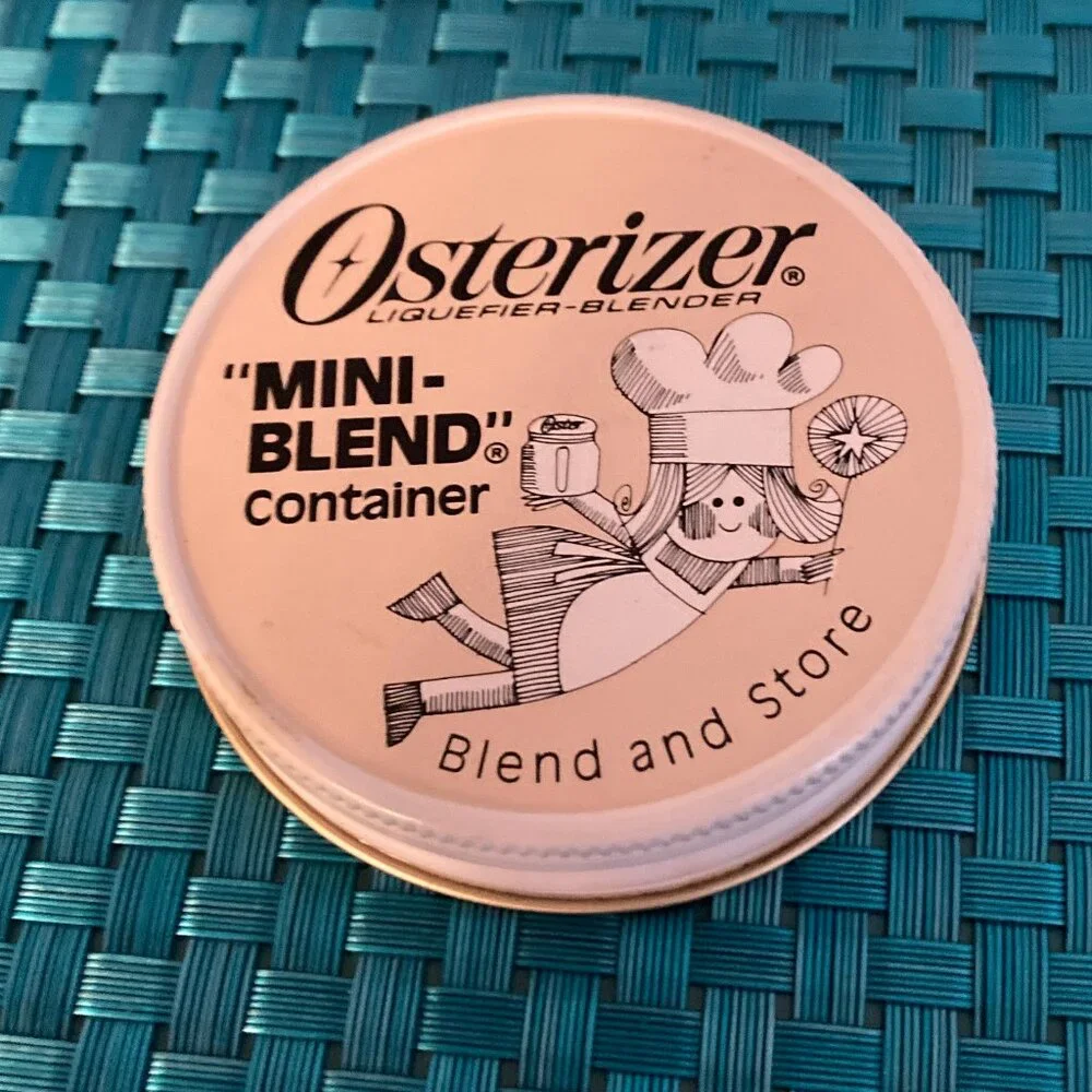 Vintage 8oz Osterizer Mini Blend Storage Clear Plastic Jar with Lid Container